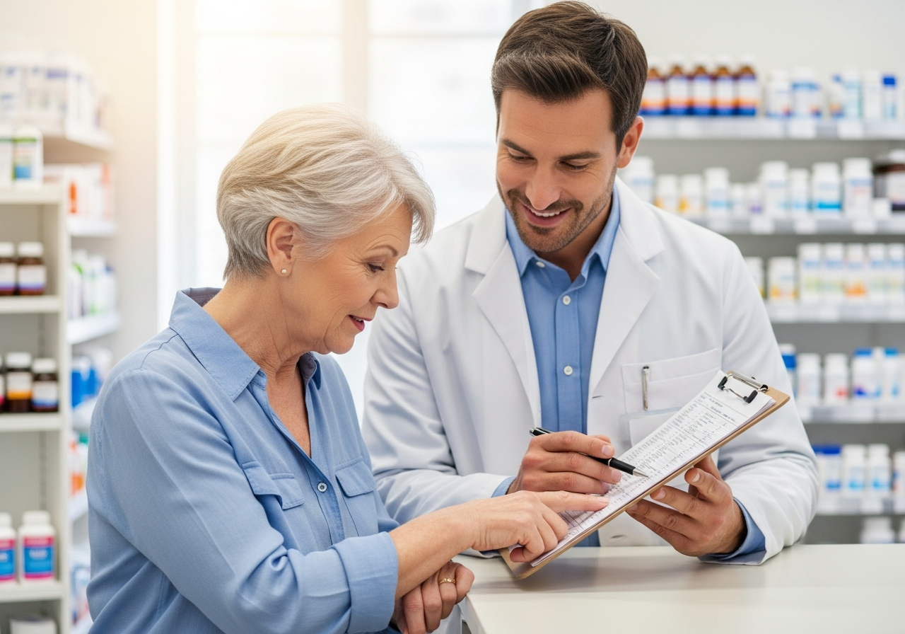 A More Than Medicine pharmacist talking with a patient about their medications